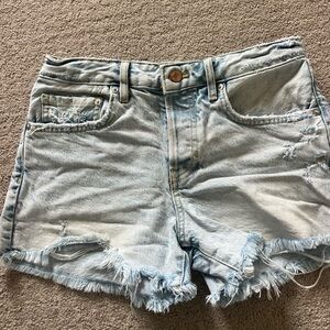 Free People Light Wash Distressed Denim Shorts size 26